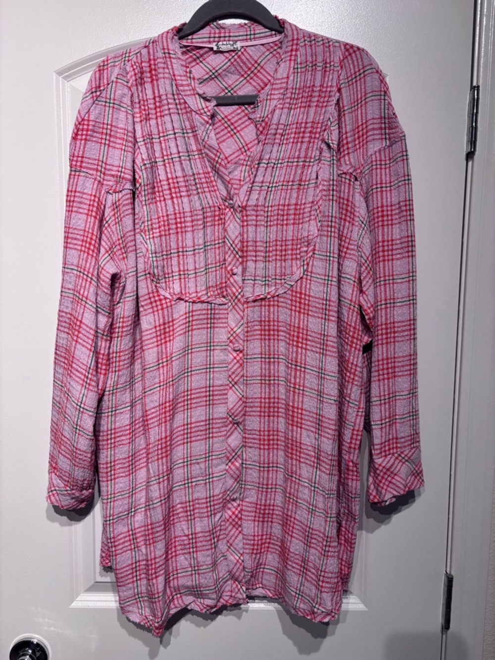 Free People Pink Plaid Lightweight Shirt